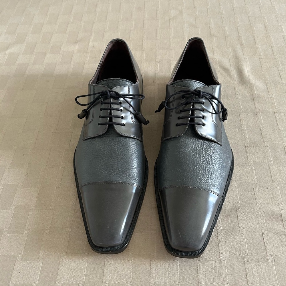 Mezlan Soka Grey Cap Toe Leather Lace Up Dress Shoe - Picture 4 of 16